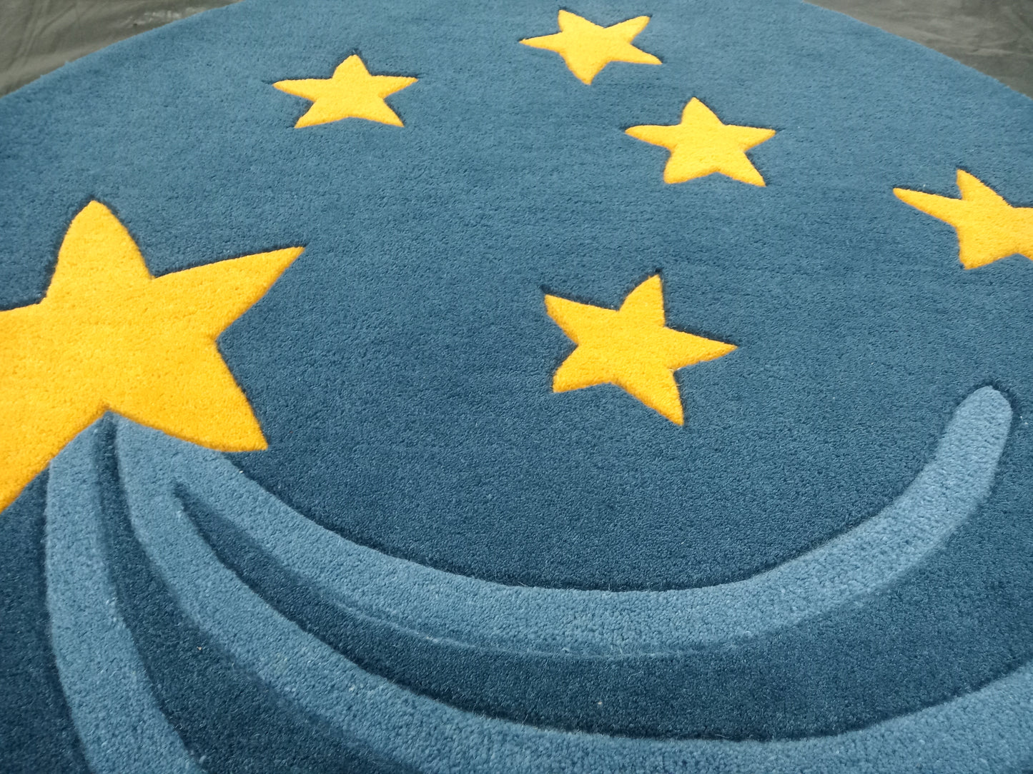 Yellow Star Round Hand Tufted Rugs, Star Print Design Rug, Cut Pile Rug, Handmade Rugs, Kids Rug, Area Rug, Customize Rug, Soft Rugs.
