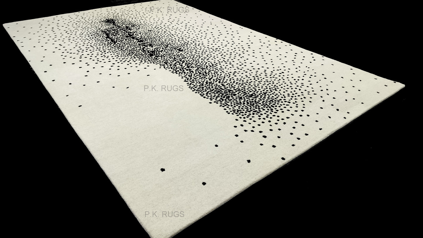 Black Abstract Hand Tufted Rug, Cut Pile Rug, Area Rug, Handmade Rugs, Kids Rug, Customize Rug, Soft Rugs.