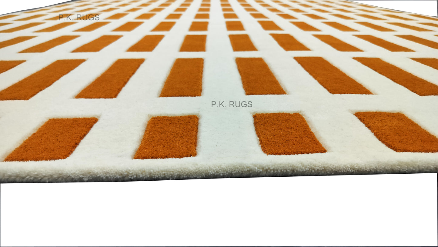 Orange Bricks Hand Tufted Rug, Cut Pile Rug, Area Rug, Handmade Rugs, Kids Rug, Customize Rug, Soft Rugs.