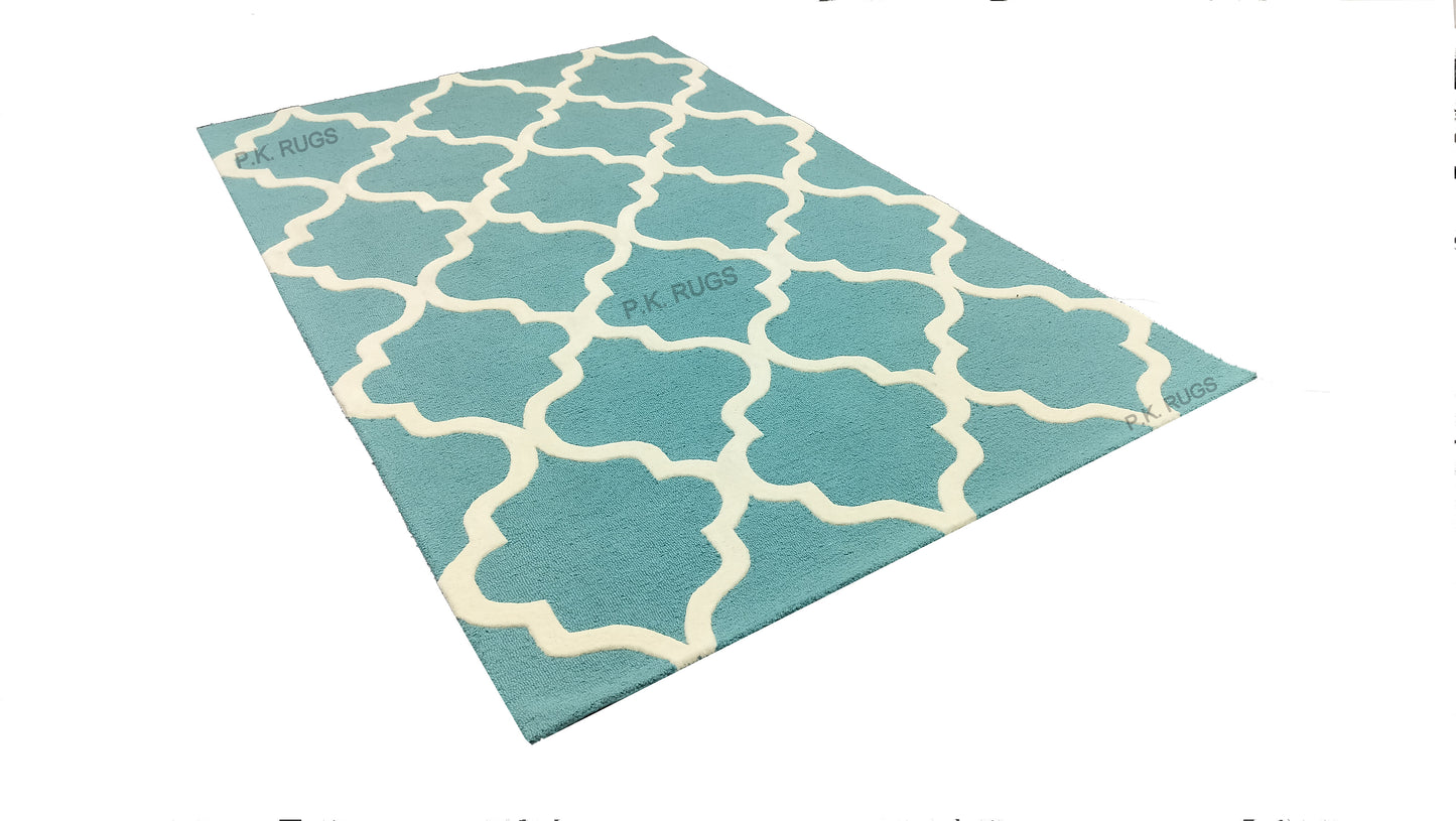 Blue Modern Hand Tufted Rug, Loop-Cut Pile Rug, Area Rug, Handmade Rugs, Kids Rug, Customize Rug, Soft Rugs.
