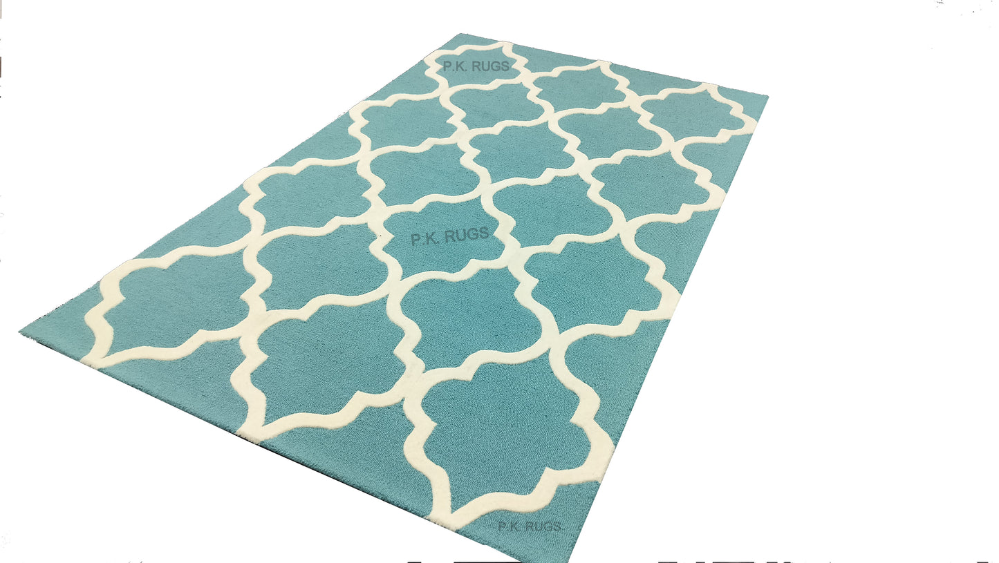 Blue Modern Hand Tufted Rug, Loop-Cut Pile Rug, Area Rug, Handmade Rugs, Kids Rug, Customize Rug, Soft Rugs.