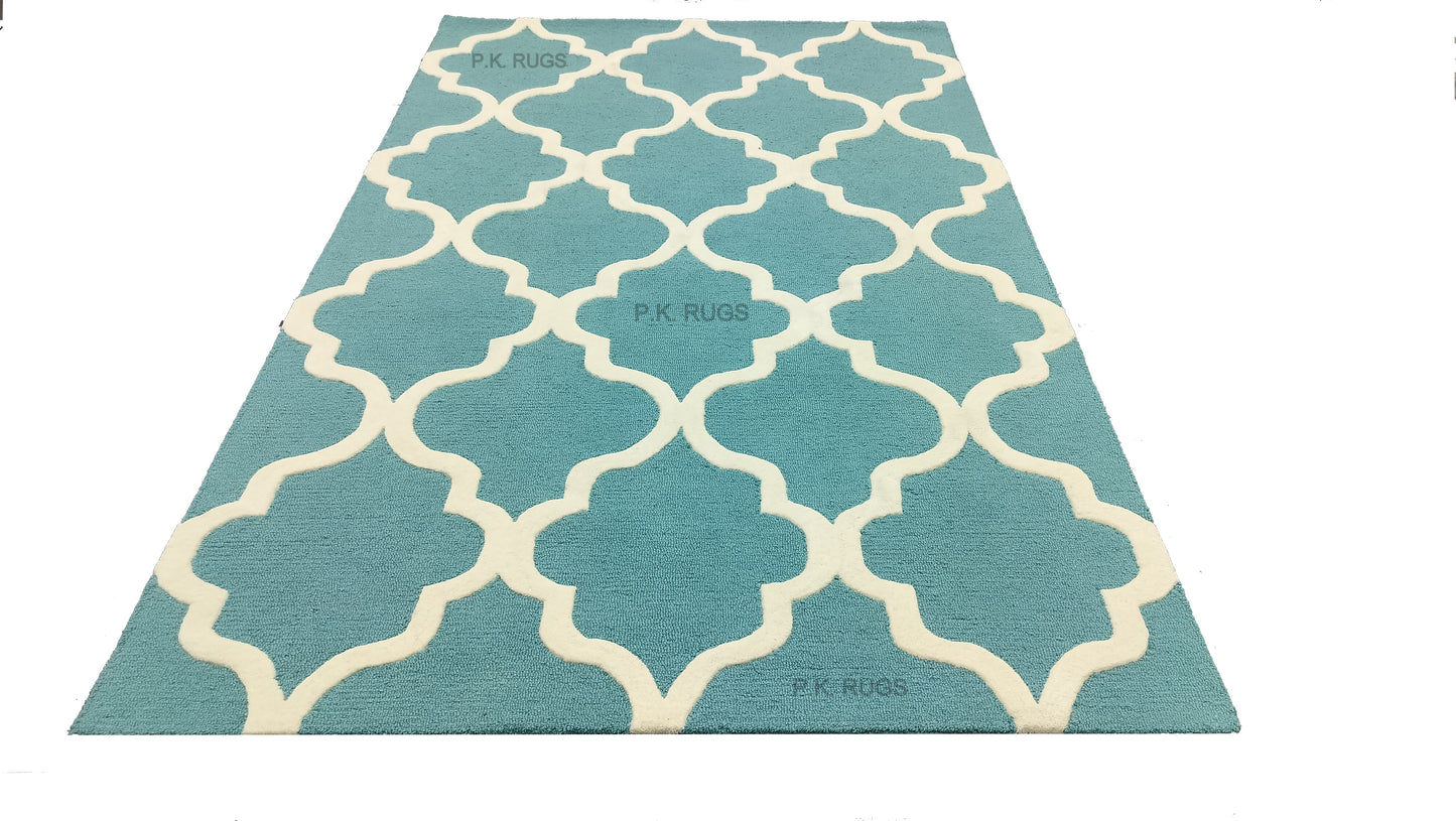 Blue Modern Hand Tufted Rug, Loop-Cut Pile Rug, Area Rug, Handmade Rugs, Kids Rug, Customize Rug, Soft Rugs.