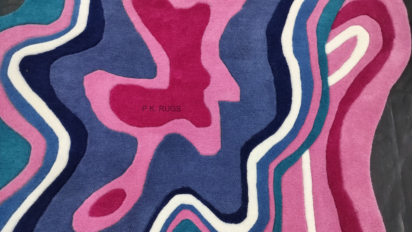 Pink Irregular Shaped Hand Tufted Rug, Cut Pile Rug, Area Rug, Handmade Rugs, Kids Rug, Customize Rug, Soft Rugs.