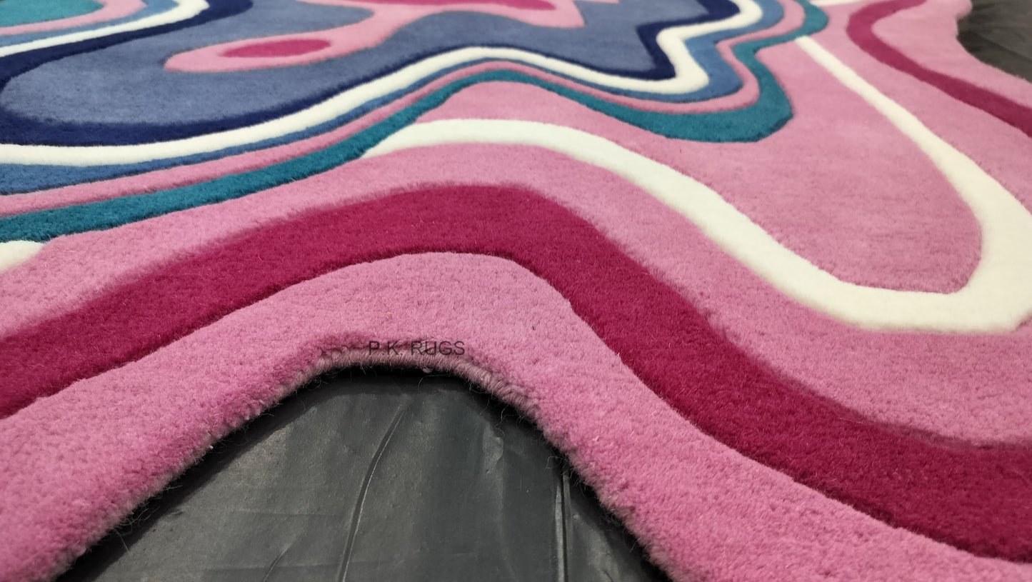 Pink Irregular Shaped Hand Tufted Rug, Cut Pile Rug, Area Rug, Handmade Rugs, Kids Rug, Customize Rug, Soft Rugs.