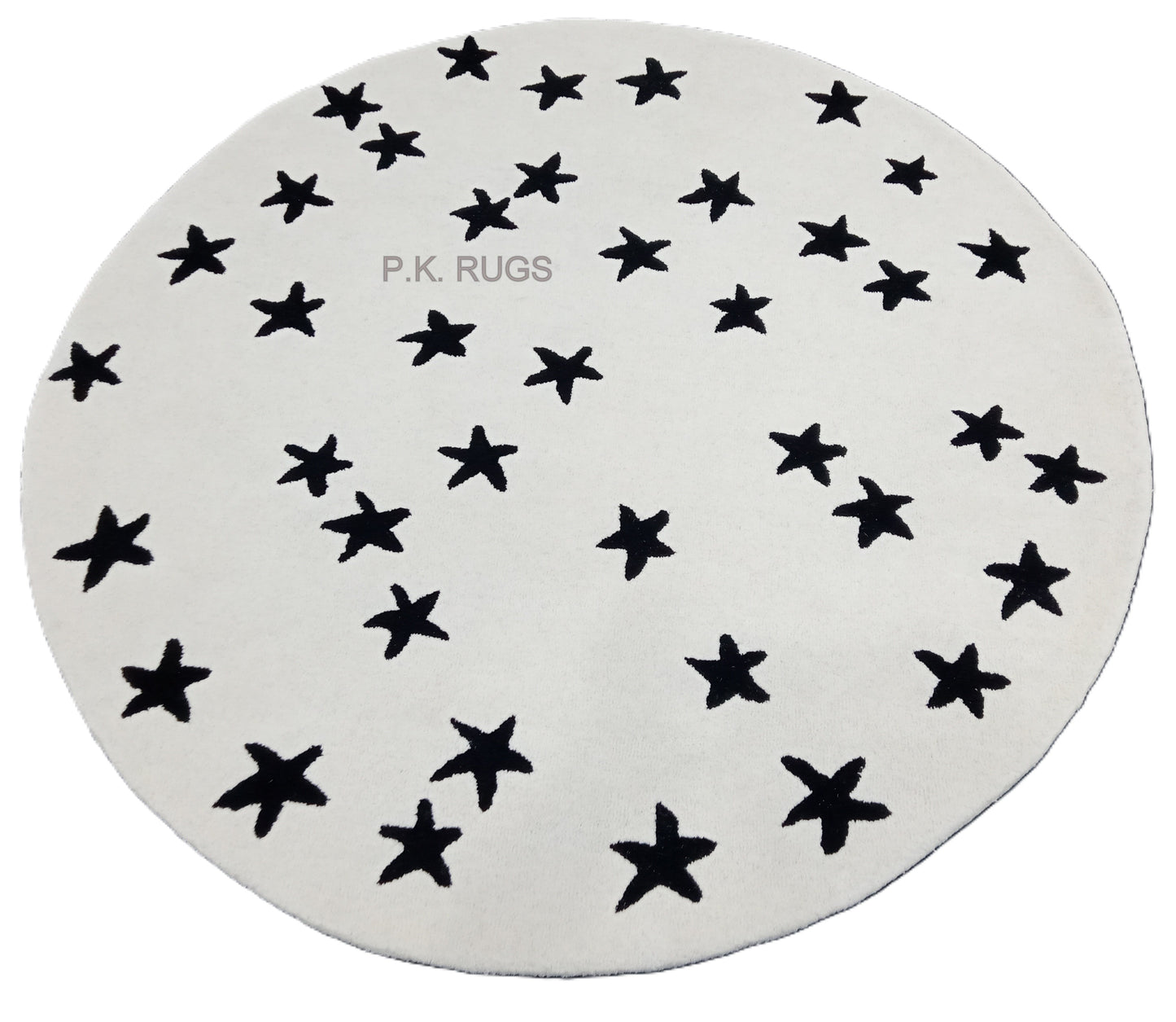 Black Star Round Hand Tufted Rugs, Star Print Design Rug, Handmade Rugs, Kids Rug, Area Rug, Customize Rug, Soft Rugs.