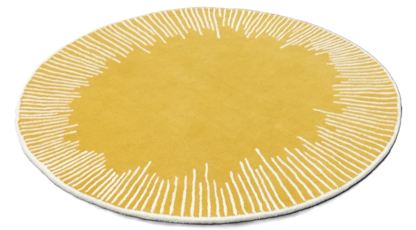 Yellow Striped Round Hand Tufted Rugs, Handmade Rugs, Kids Rug, Area Rug, Customize Rug, Soft Rugs.