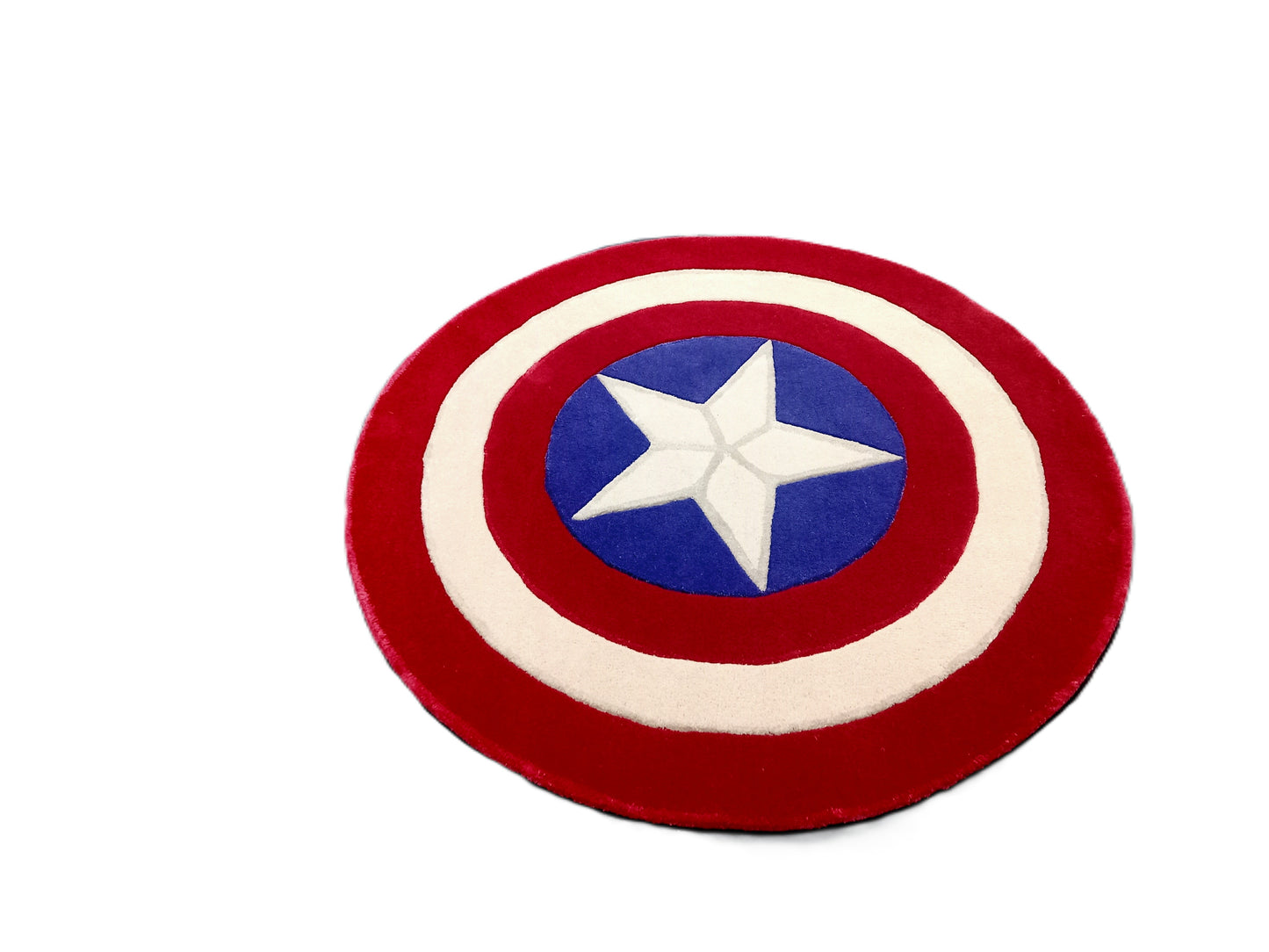 Captain America Shield Round Hand Tufted Rugs, Shield Print Design Rug, Cut Pile Rug, Handmade Rugs, Kids Rug, Area Rug, Customize Rug, Soft Rugs.
