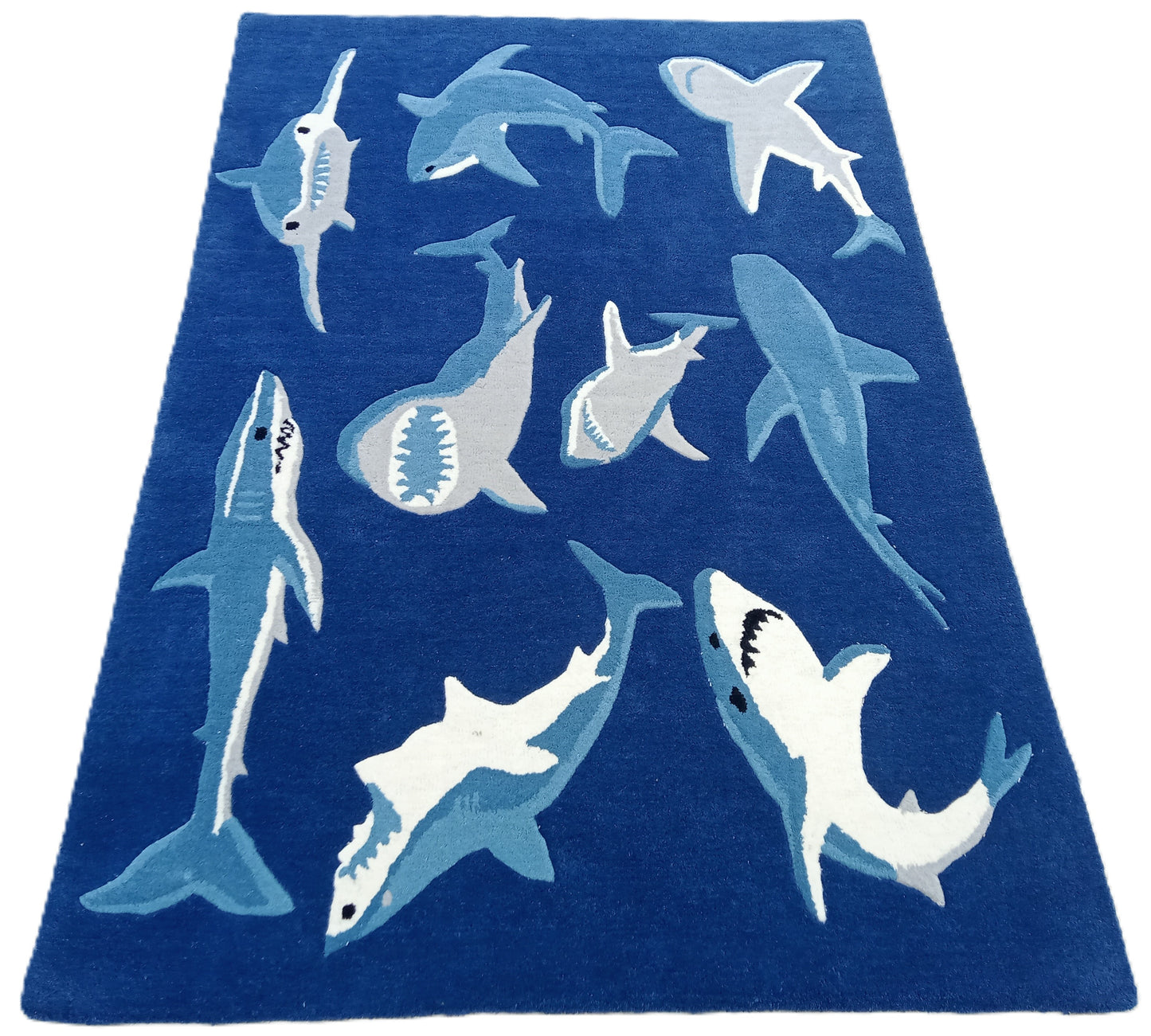 Blue Multiple Fish Hand Tufted Rug, Cut Pile Rug, Area Rug, Handmade Rugs, Kids Rug, Customize Rug, Soft Rugs.
