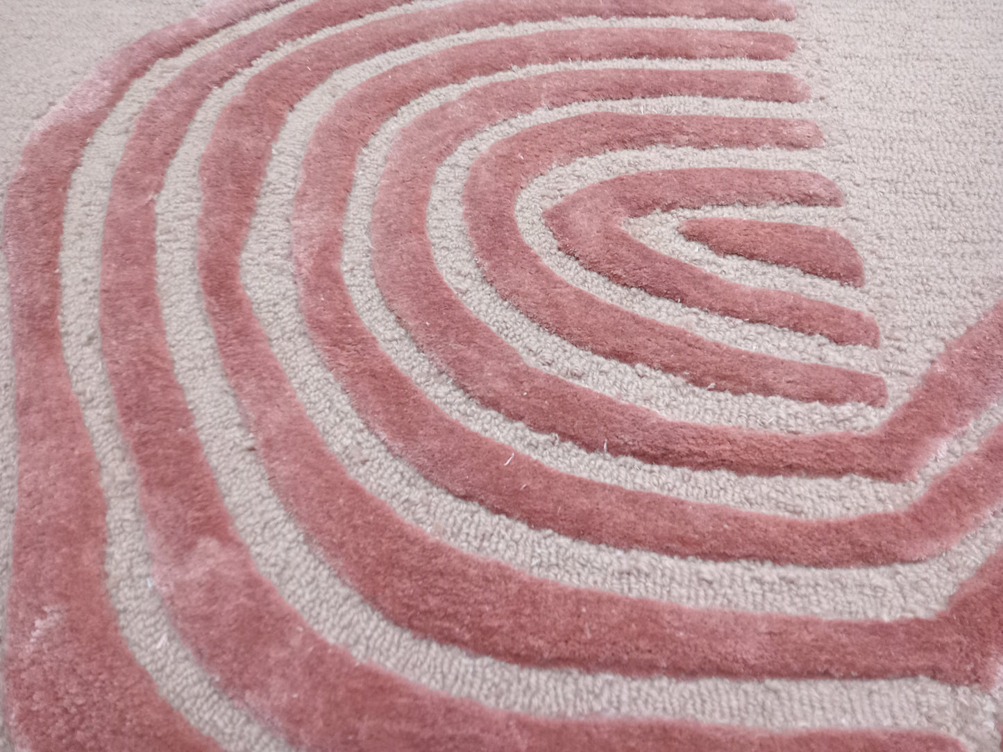 Rose Gold Modern Round Hand Tufted Rugs, High-Low Print Design Rug, Loop-Cut Pile Rug, Handmade Rugs, Kids Rug, Area Rug, Customize Rug, Soft Rugs.