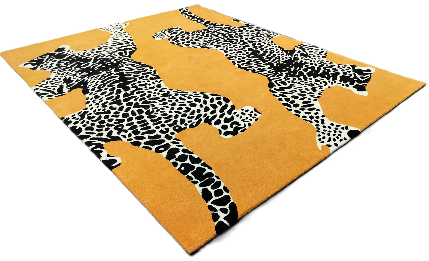 Orange Double Climbing Leopard Hand Tufted Rug, Cut Pile Rug, Area Rug, Handmade Rugs, Kids Rug, Customize Rug, Soft Rugs.