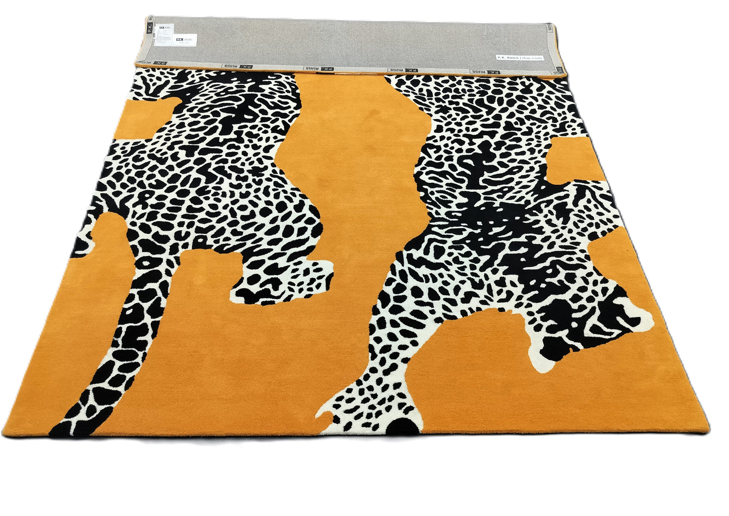 Orange Double Climbing Leopard Hand Tufted Rug, Cut Pile Rug, Area Rug, Handmade Rugs, Kids Rug, Customize Rug, Soft Rugs.