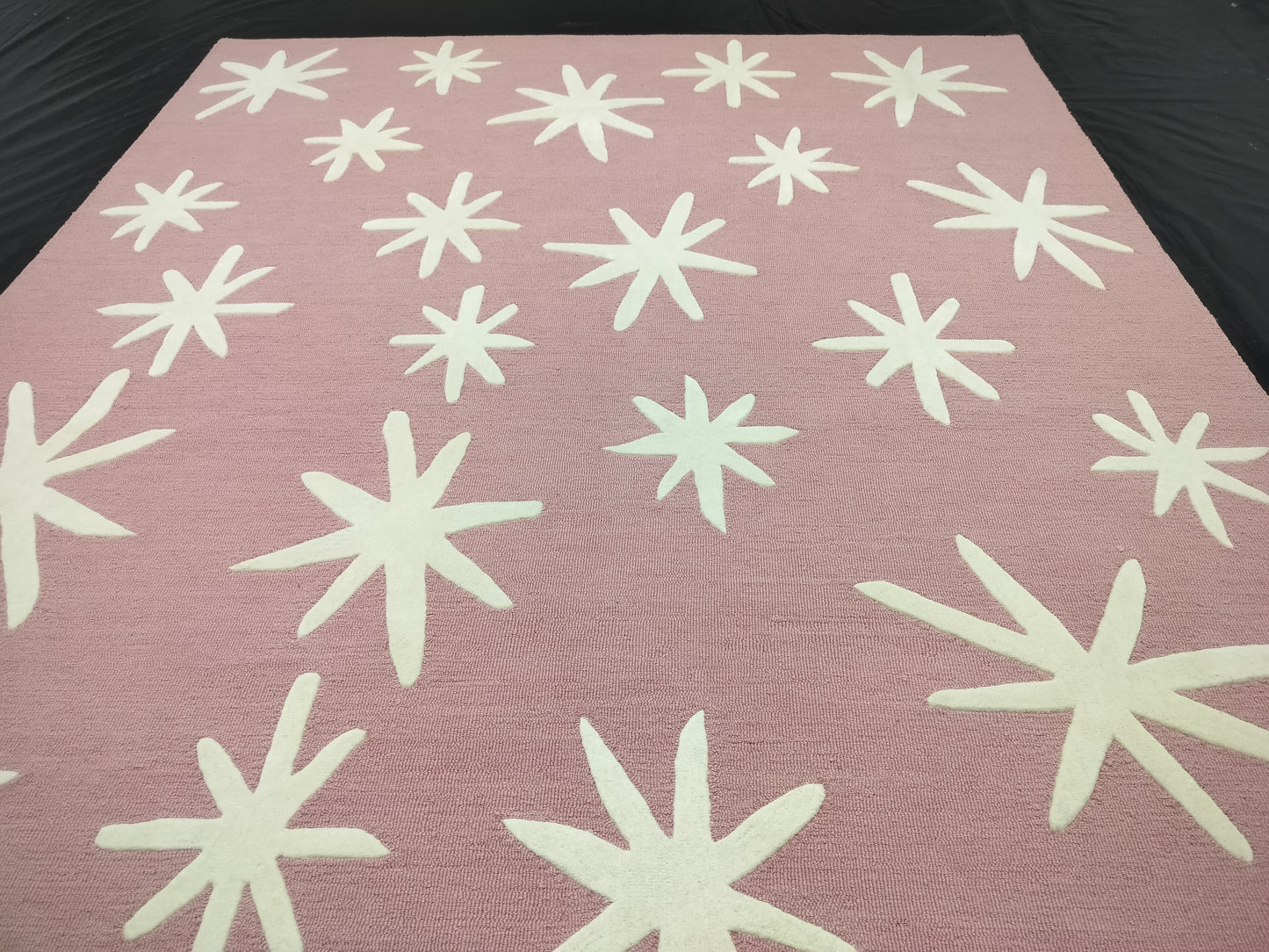 Pink Multi White Star Hand Tufted Rug, Loop-Cut Pile Rug, Area Rug, Handmade Rugs, Kids Rug, Area Rug, Customize Rug, Soft Rugs.