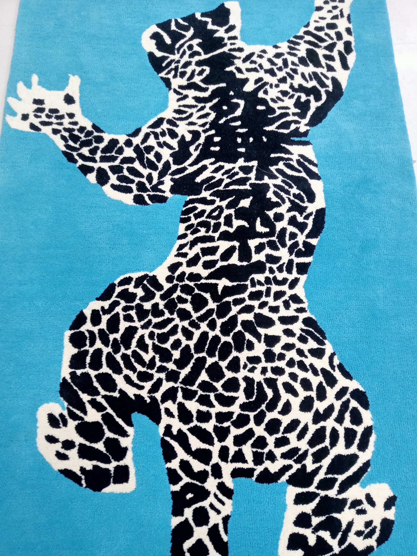 Blue Climbing Leopard Print Hand Tufted Rug, Cut Pile Rug, Area Rug, Handmade Rugs, Kids Rug, Customize Rug, Soft Rugs.
