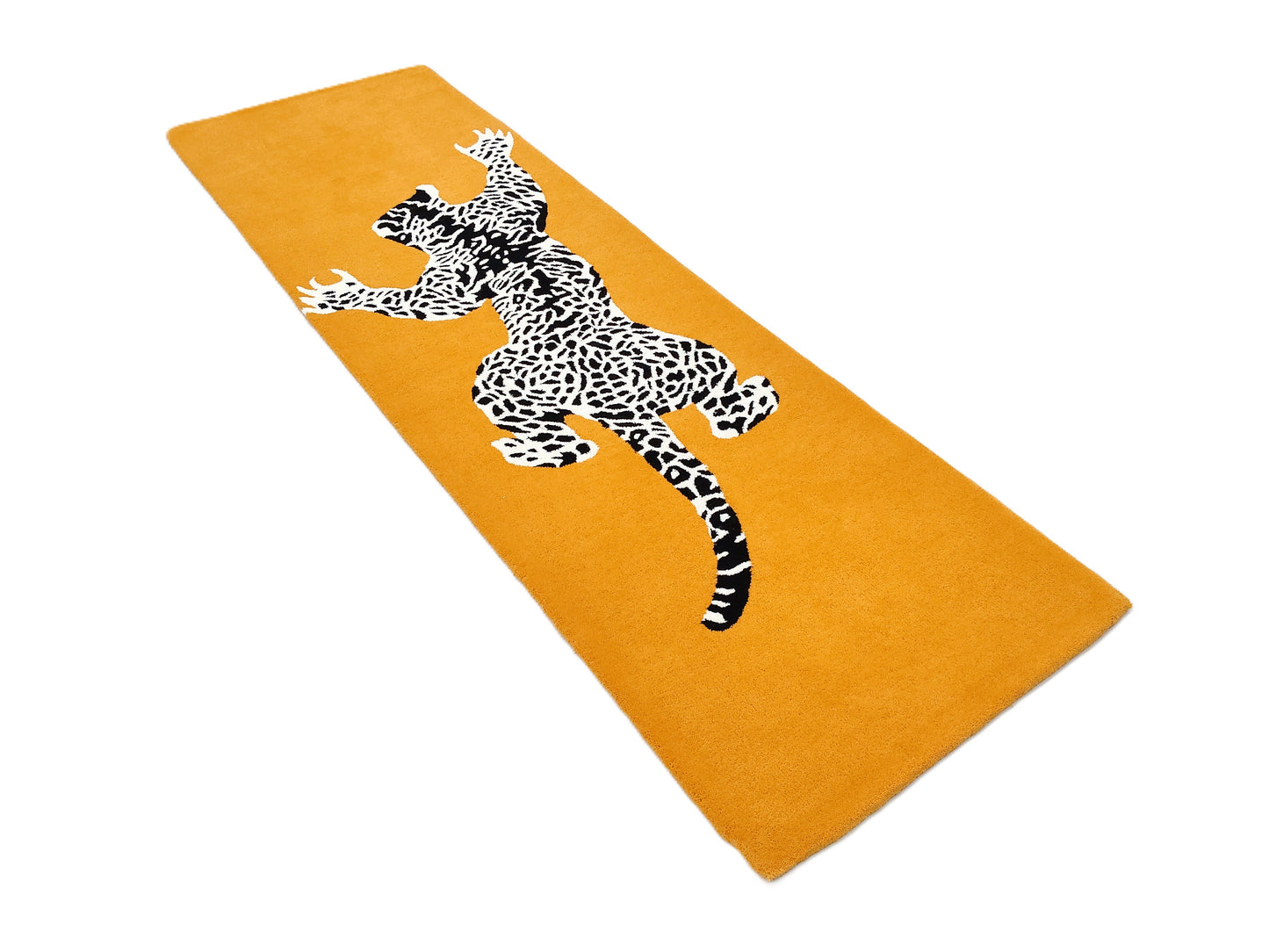 Orange Climbing Leopard Print Hand Tufted Rug, Cut Pile Rug, Area Rug, Handmade Rugs, Kids Rug, Customize Rug, Soft Rugs.