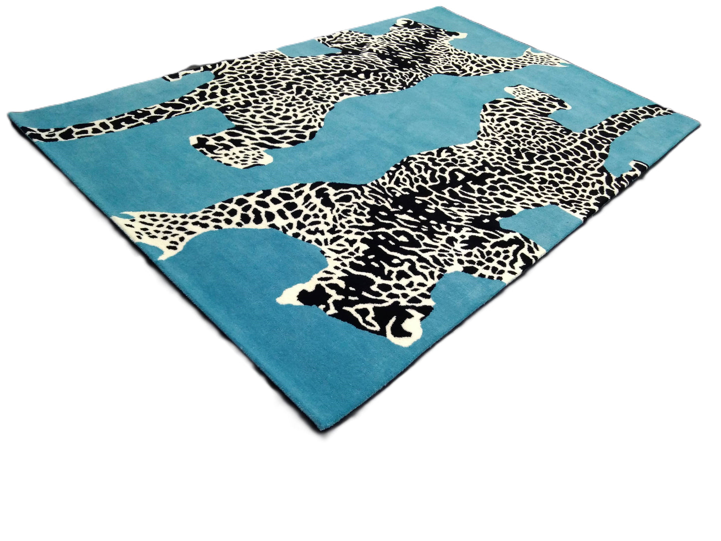 Blue Double Climbing Leopard Hand Tufted Rug, Cut Pile Rug, Area Rug, Handmade Rugs, Kids Rug, Customize Rug, Soft Rugs.