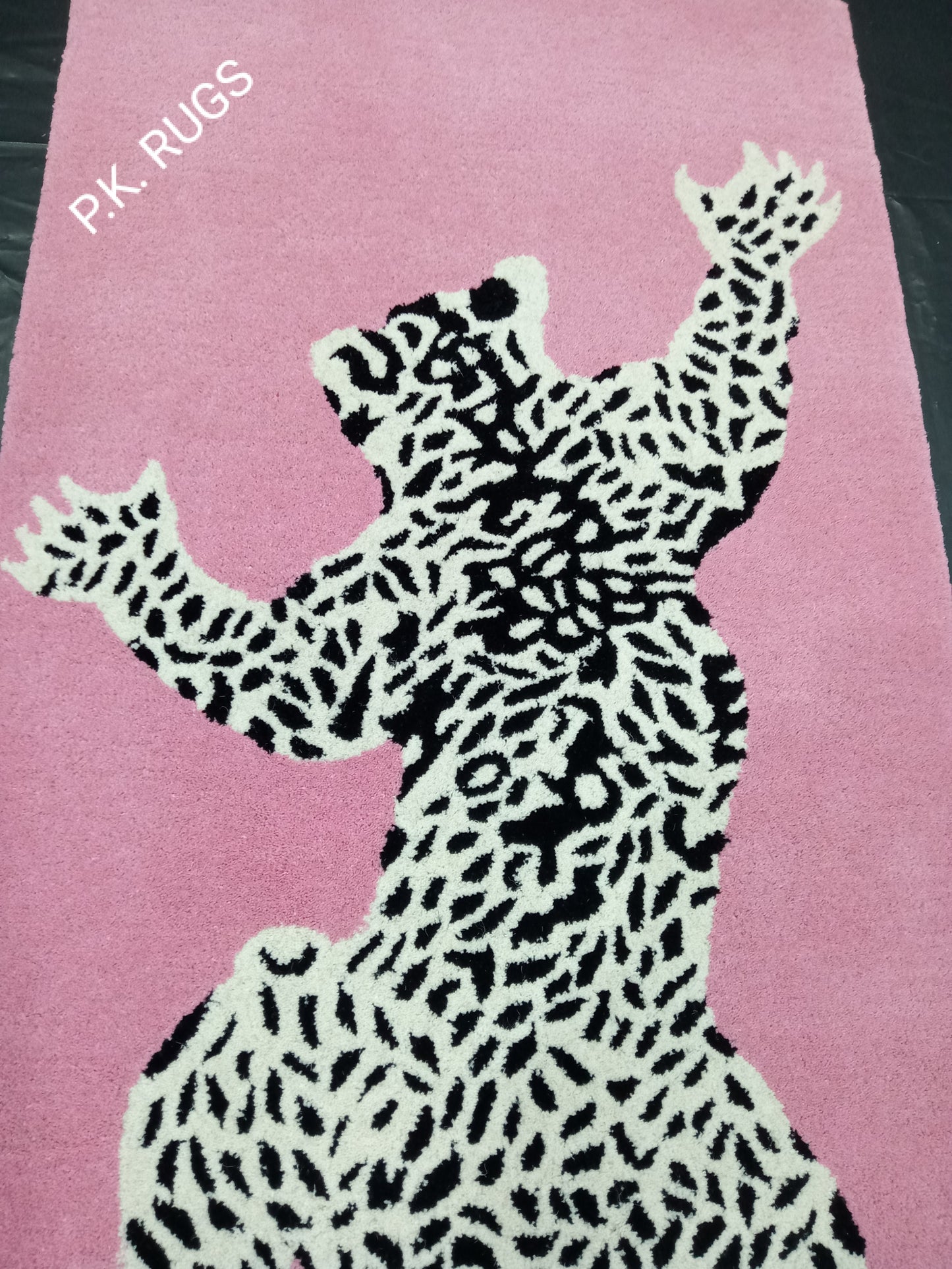 Pink Climbing Leopard Hand Tufted Rug, Cut Pile Rug, Area Rug, Handmade Rugs, Kids Rug, Customize Rug, Soft Rugs.