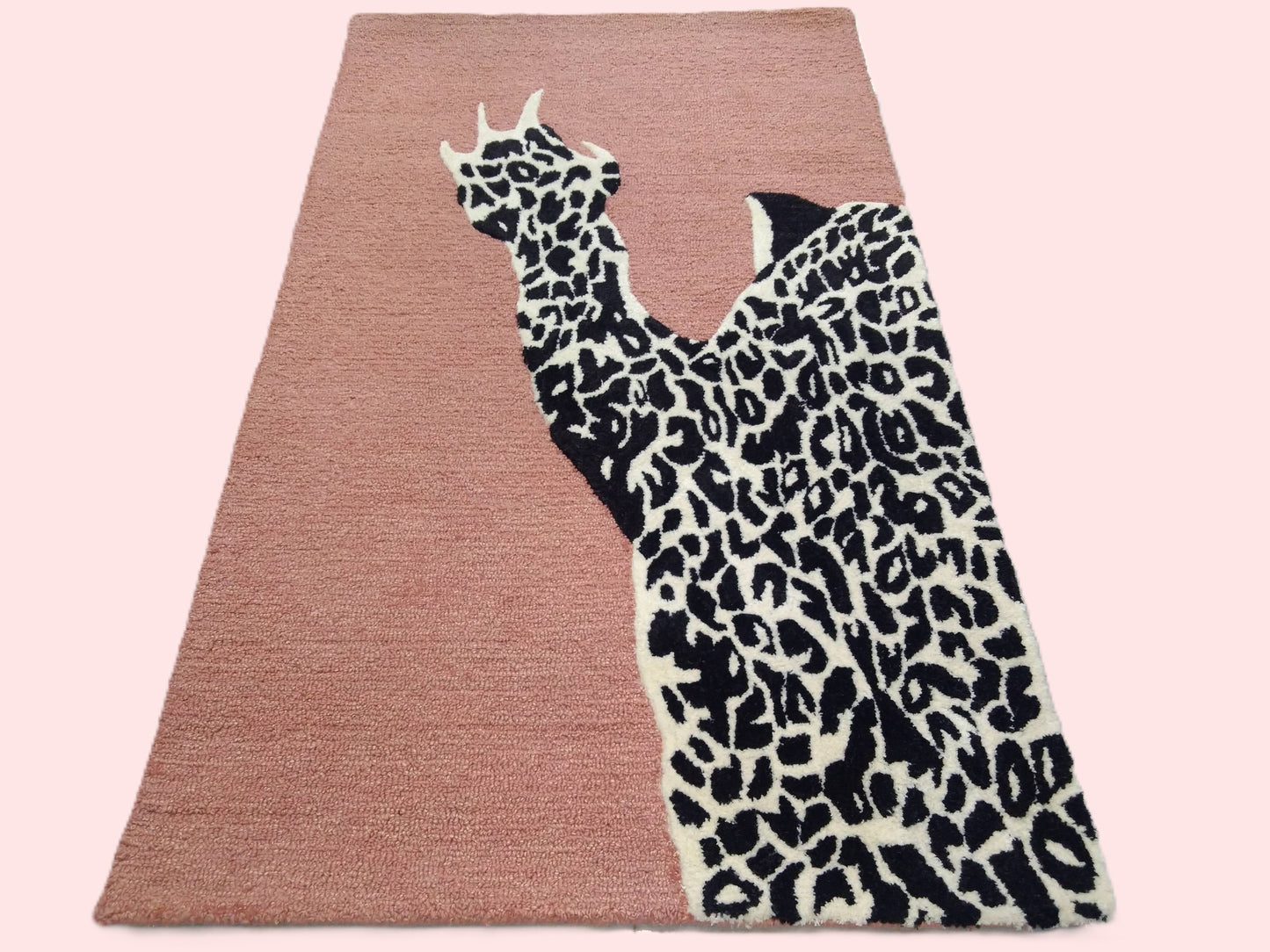 Rose Gold Leopard Hand Tufted Rug, Loop-Cut Pile Rug, Area Rug, Handmade Rugs, Kids Rug, Customize Rug, Soft Rug.
