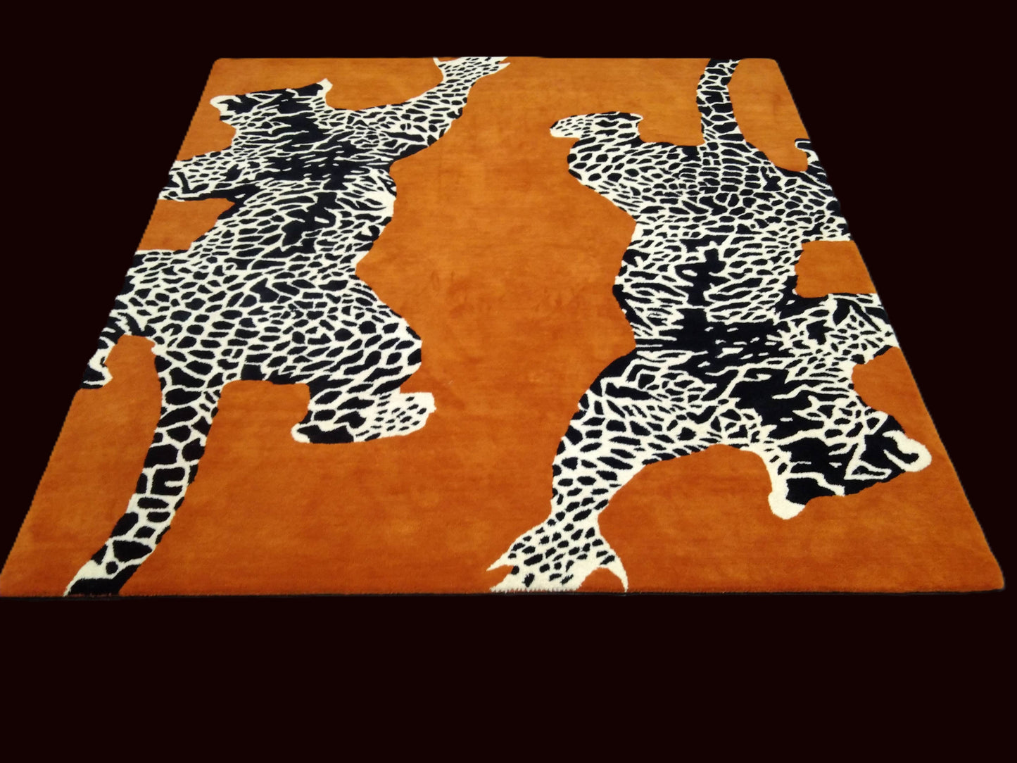 Orange Double Climbing Leopard Hand Tufted Rug, Cut Pile Rug, Area Rug, Handmade Rugs, Kids Rug, Customize Rug, Soft Rugs.