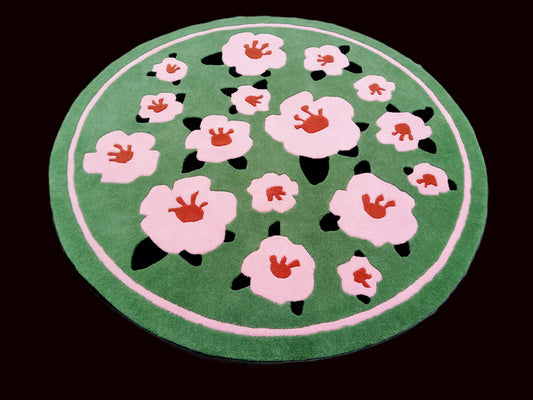 Multi Color Floral Round Hand Tufted Rugs, Handmade Rugs, Kids Rug, Area Rug, Customize Rug, Soft Rugs.