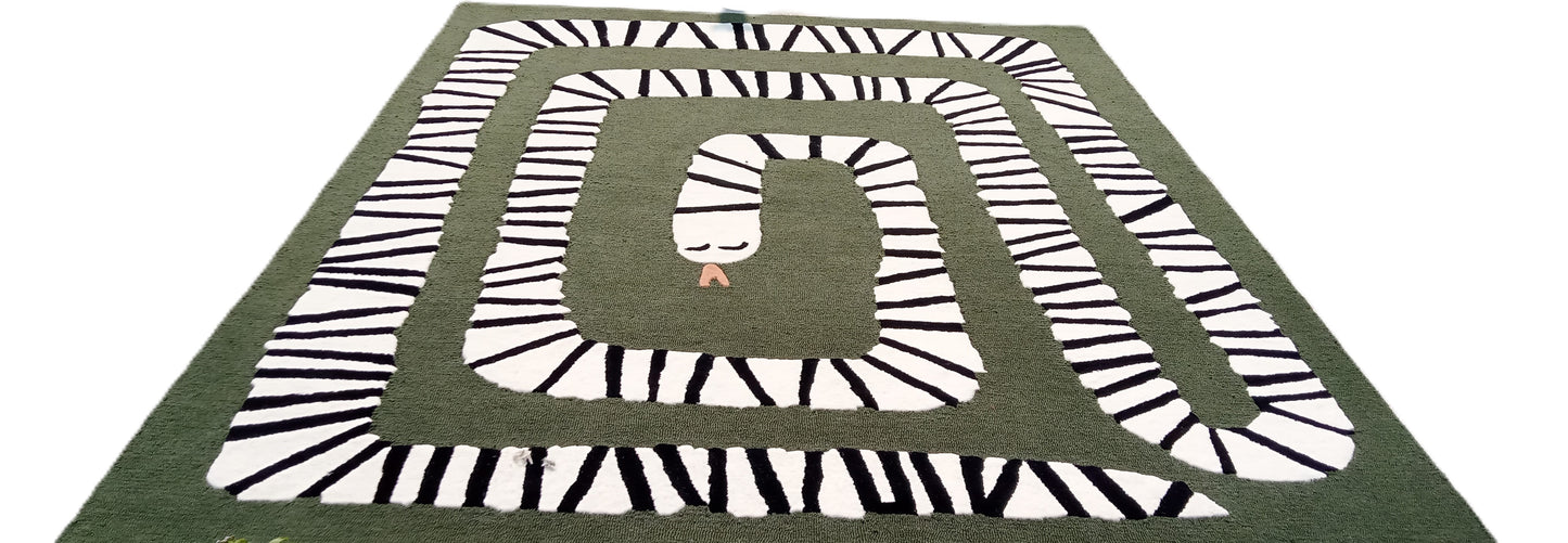 GreenSnake Print Design Hand Tufted Rug, Area Rug, Handmade Rugs, Kids Rug, Area Rug, Customize Rug, Soft Rugs. (Copy)