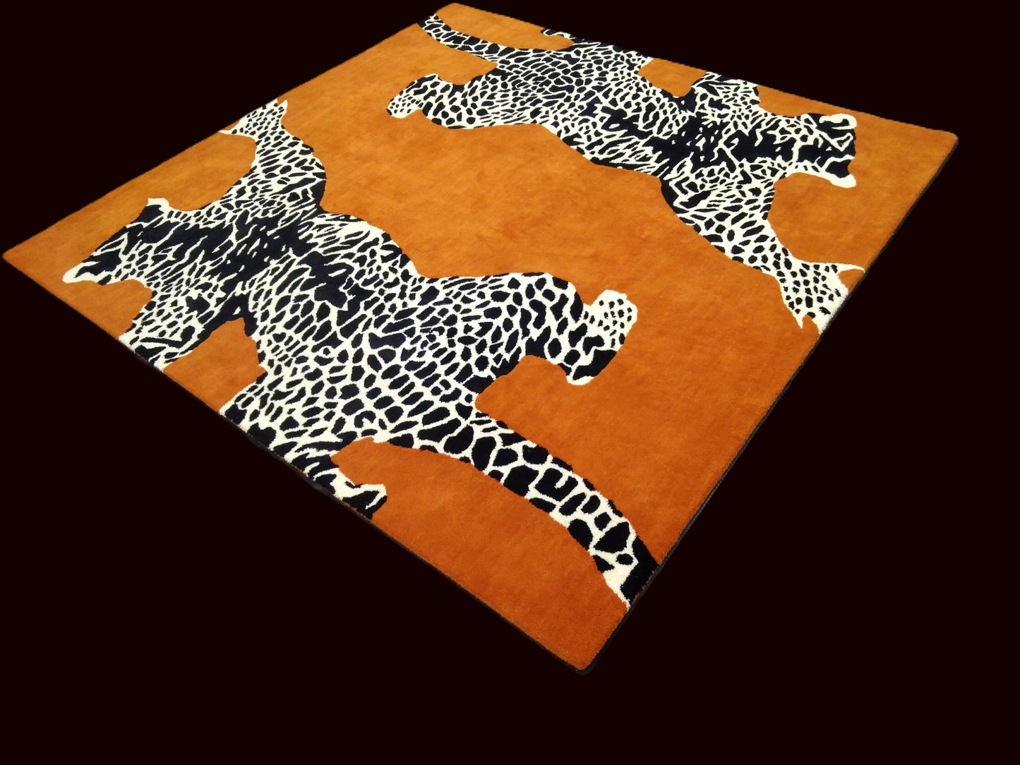 Orange Double Climbing Leopard Hand Tufted Rug, Cut Pile Rug, Area Rug, Handmade Rugs, Kids Rug, Customize Rug, Soft Rugs.