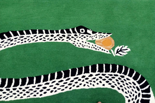 Green color snake rug.Hand Tufted Rug, Cut Pile Rug, Area Rug, Handmade Rugs, Kids Rug, Customize Rug, Soft Rug.