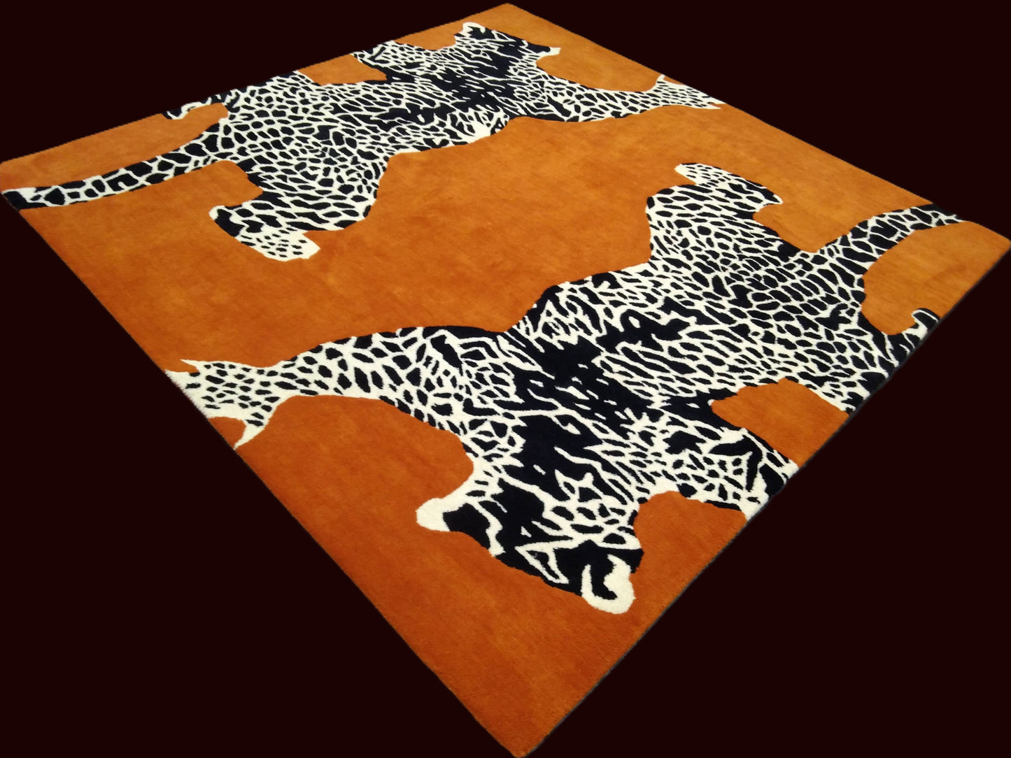 Orange Double Climbing Leopard Hand Tufted Rug, Cut Pile Rug, Area Rug, Handmade Rugs, Kids Rug, Customize Rug, Soft Rugs.