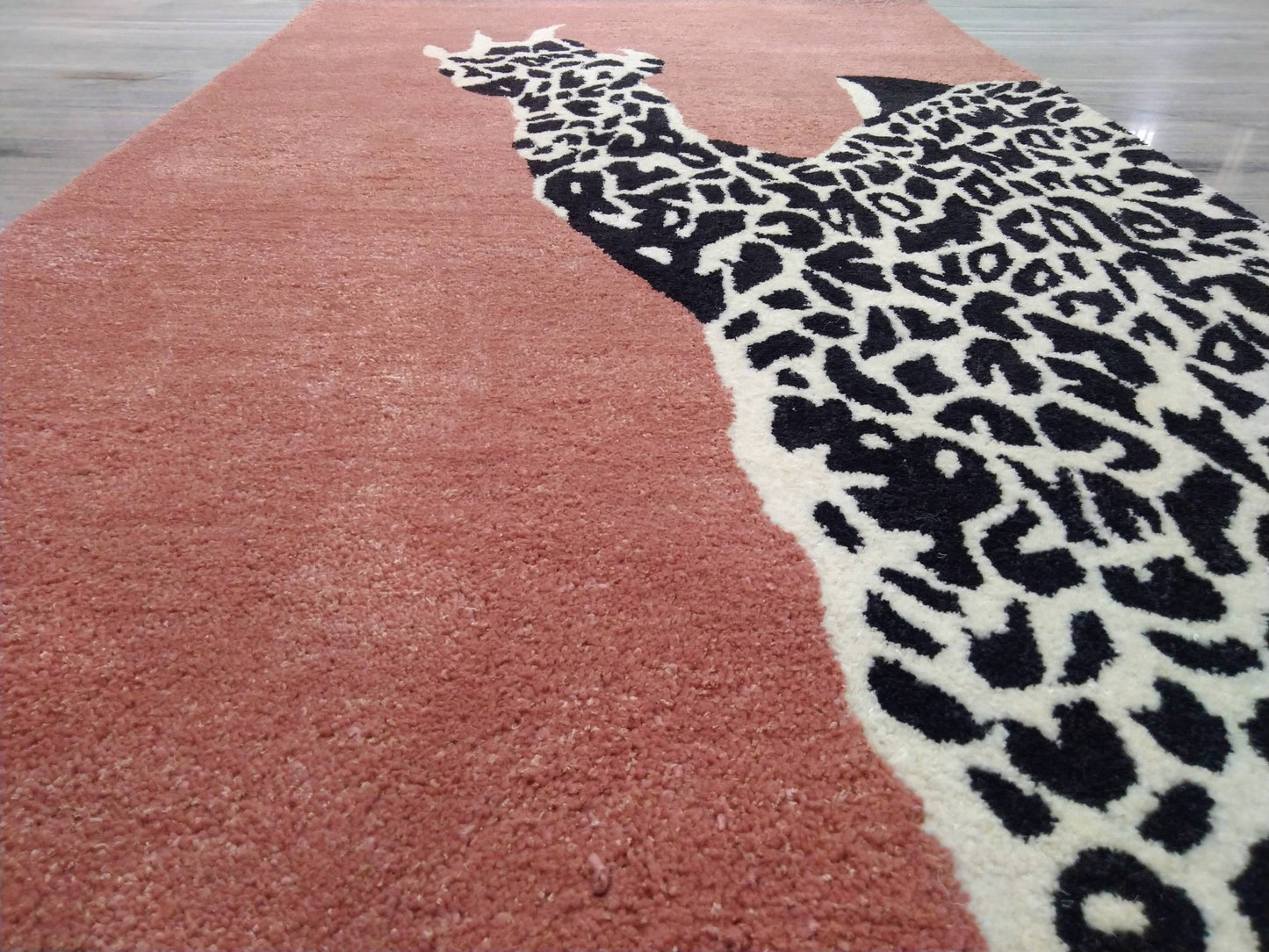 Rose Gold Leopard Hand Tufted Rug, Cut Pile Rug, Area Rug, Handmade Rugs, Kids Rug, Customize Rug, Soft Rug.