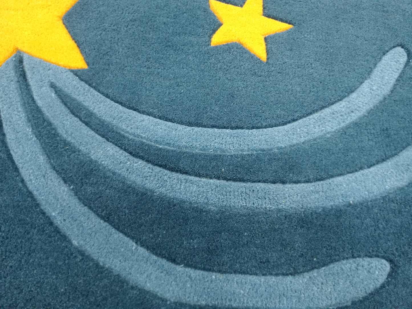 Yellow Star Round Hand Tufted Rugs, Star Print Design Rug, Cut Pile Rug, Handmade Rugs, Kids Rug, Area Rug, Customize Rug, Soft Rugs.