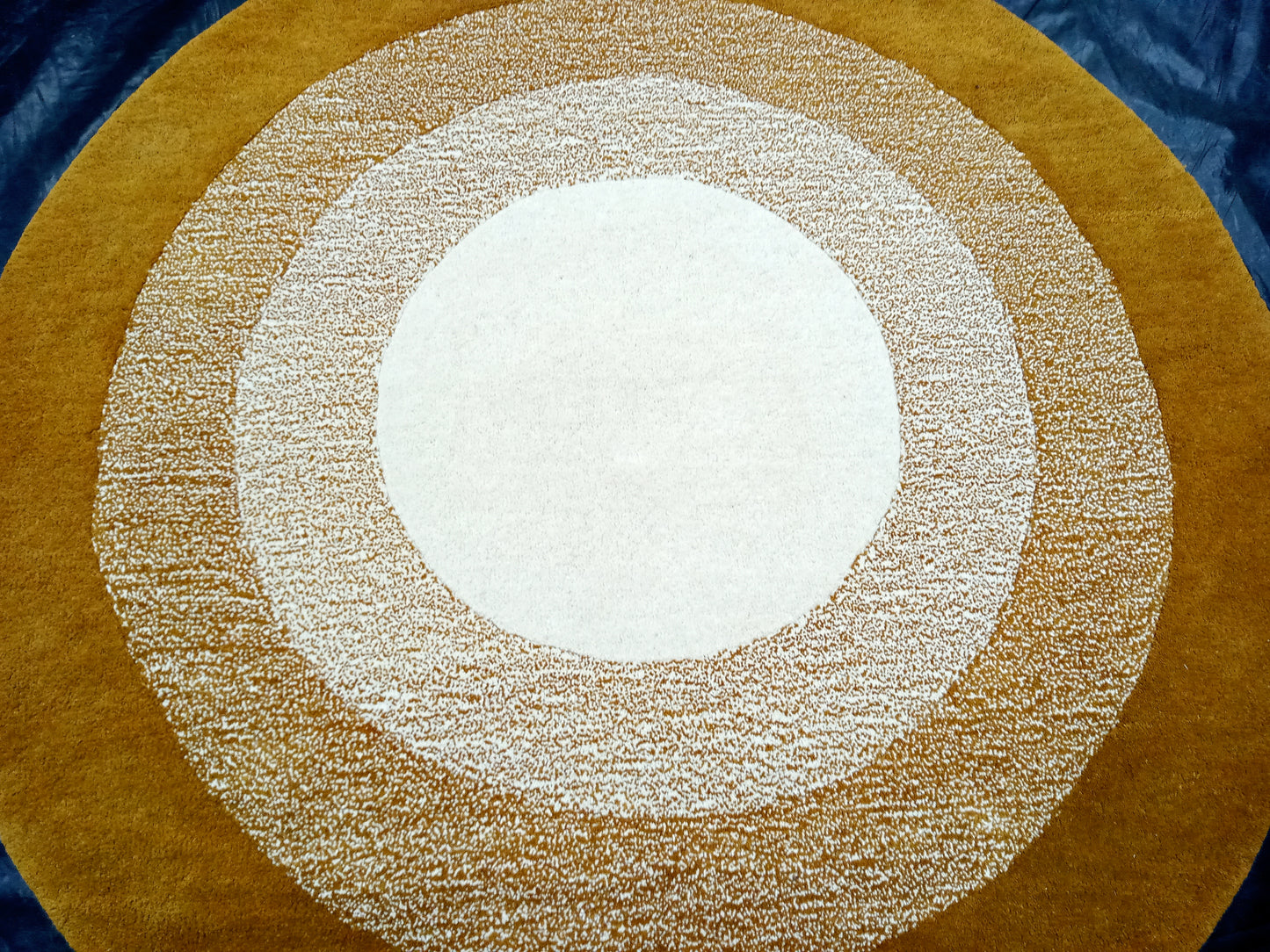 Gold Multi Color Round Hand Tufted Rugs, Striped Print Design Rug, Cut Pile Rug, Handmade Rugs, Kids Rug, Area Rug, Customize Rug, Soft Rugs.
