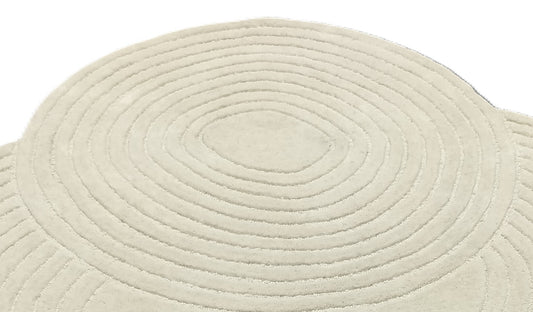 White Shaped Modern Round Hand Tufted Rugs, Shaped Print Design Rug, Loop-Cut Pile Rug, Handmade Rugs, Kids Rug, Area Rug, Customize Rug, Soft Rugs.