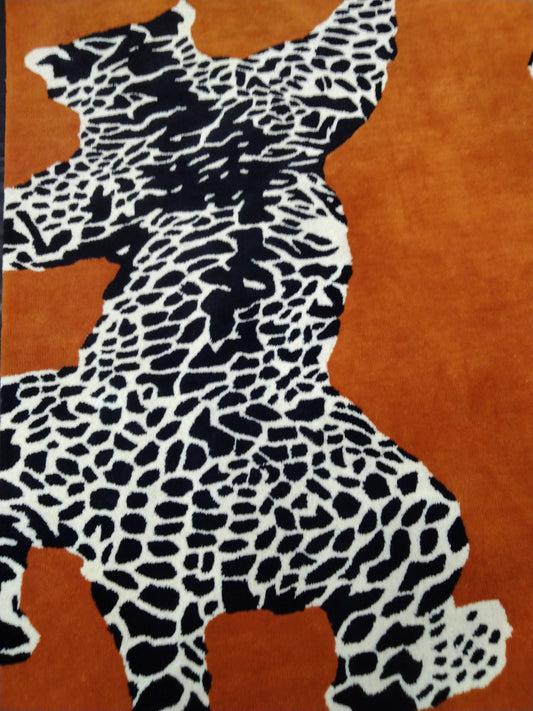 Orange Double Climbing Leopard Hand Tufted Rug, Cut Pile Rug, Area Rug, Handmade Rugs, Kids Rug, Customize Rug, Soft Rugs.