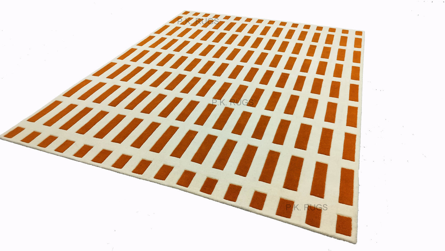 Orange Bricks Hand Tufted Rug, Cut Pile Rug, Area Rug, Handmade Rugs, Kids Rug, Customize Rug, Soft Rugs.
