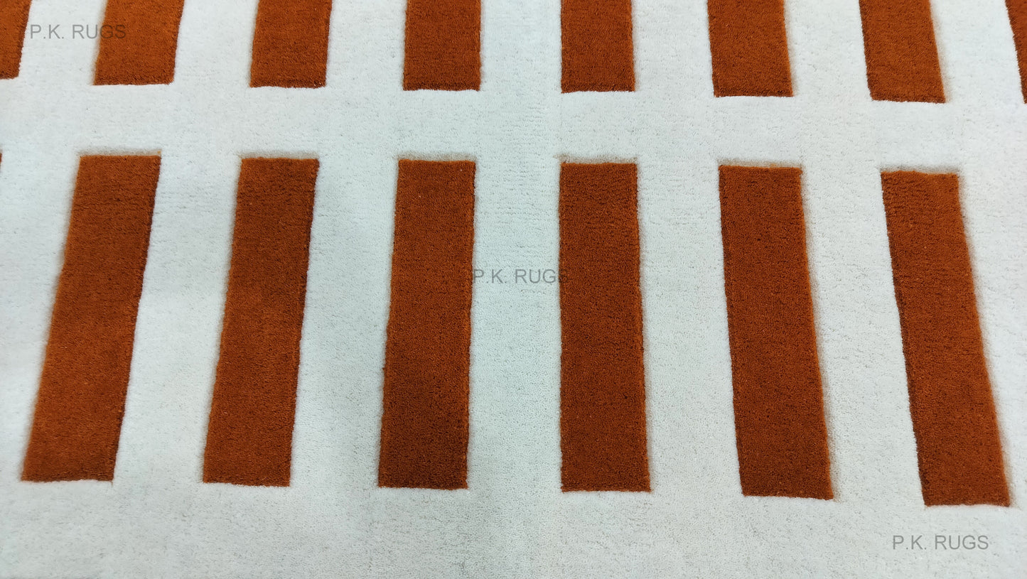 Orange Bricks Hand Tufted Rug, Cut Pile Rug, Area Rug, Handmade Rugs, Kids Rug, Customize Rug, Soft Rugs.