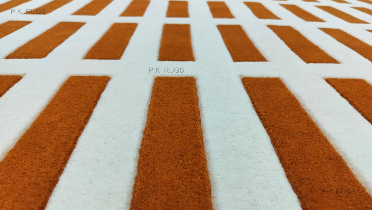 Orange Bricks Hand Tufted Rug, Cut Pile Rug, Area Rug, Handmade Rugs, Kids Rug, Customize Rug, Soft Rugs.