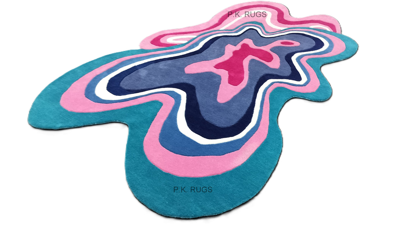 Pink Irregular Shaped Hand Tufted Rug, Cut Pile Rug, Area Rug, Handmade Rugs, Kids Rug, Customize Rug, Soft Rugs.