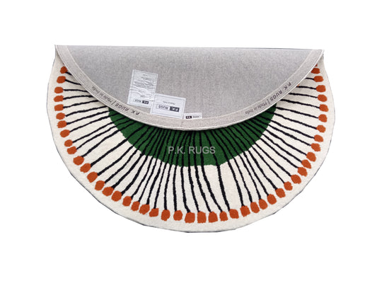 Black Striped Multi Color Round Hand Tufted Rugs, Striped Print Design Rug, Cut Pile Rug, Handmade Rugs, Kids Rug, Area Rug, Customize Rug, Soft Rugs.