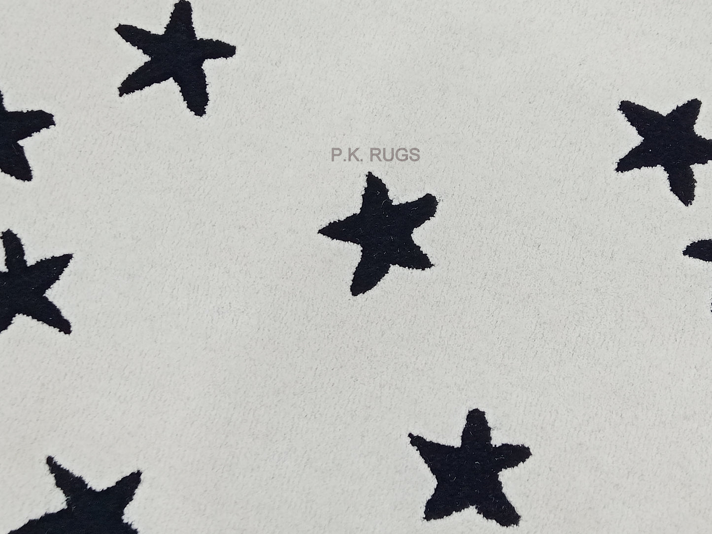 Black Star Round Hand Tufted Rugs, Star Print Design Rug, Handmade Rugs, Kids Rug, Area Rug, Customize Rug, Soft Rugs.