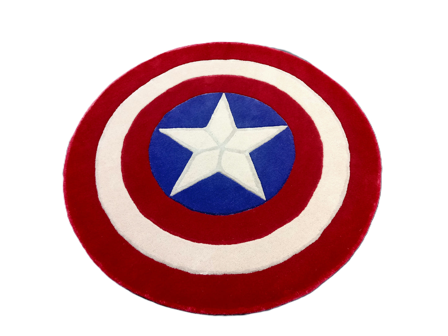 Captain America Shield Round Hand Tufted Rugs, Shield Print Design Rug, Cut Pile Rug, Handmade Rugs, Kids Rug, Area Rug, Customize Rug, Soft Rugs.