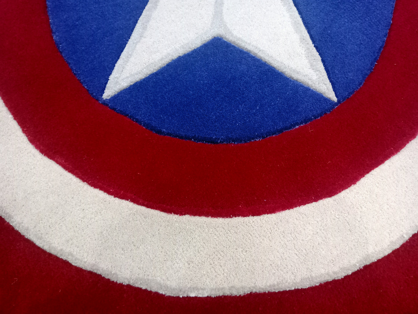 Captain America Shield Round Hand Tufted Rugs, Shield Print Design Rug, Cut Pile Rug, Handmade Rugs, Kids Rug, Area Rug, Customize Rug, Soft Rugs.