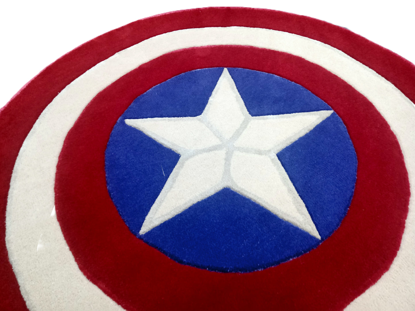 Captain America Shield Round Hand Tufted Rugs, Shield Print Design Rug, Cut Pile Rug, Handmade Rugs, Kids Rug, Area Rug, Customize Rug, Soft Rugs.