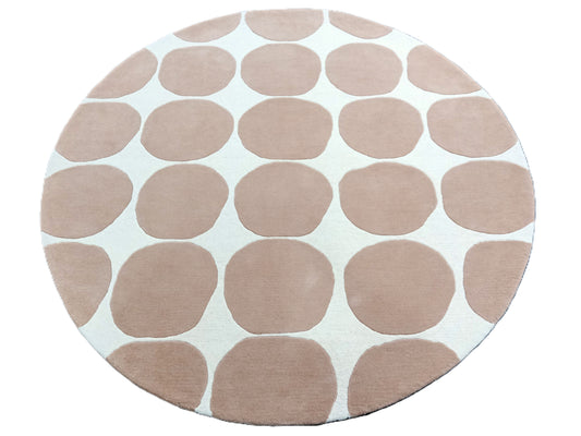 Beige Modern Print Round Hand Tufted Rugs, Modern Print Design Rug, Cut Pile Rug, Handmade Rugs, Kids Rug, Area Rug, Customize Rug, Soft Rugs.