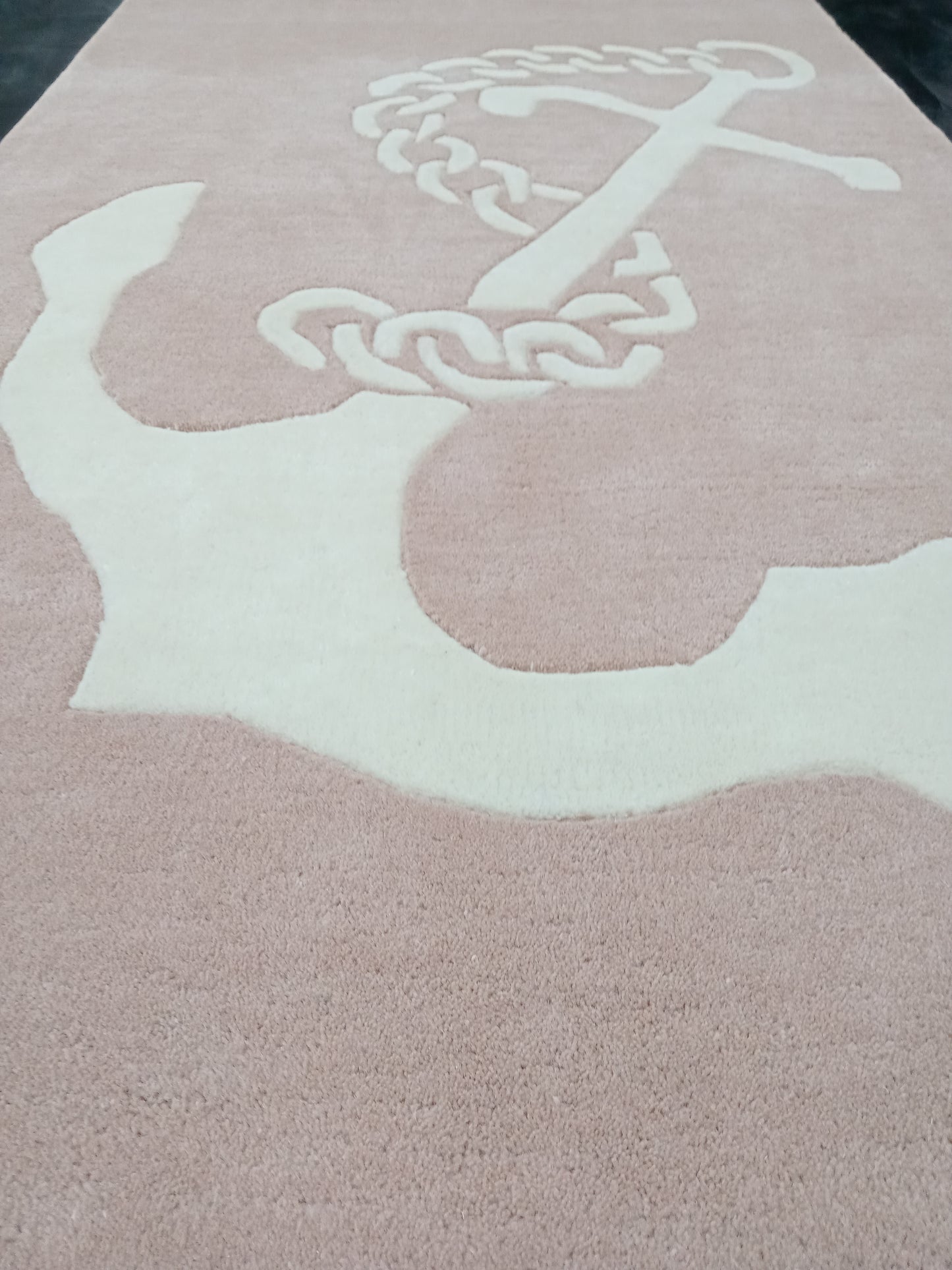 White Anchor Hand Tufted Rug, Cut Pile Rug, Area Rug, Handmade Rugs, Kids Rug, Customize Rug, Soft Rugs.