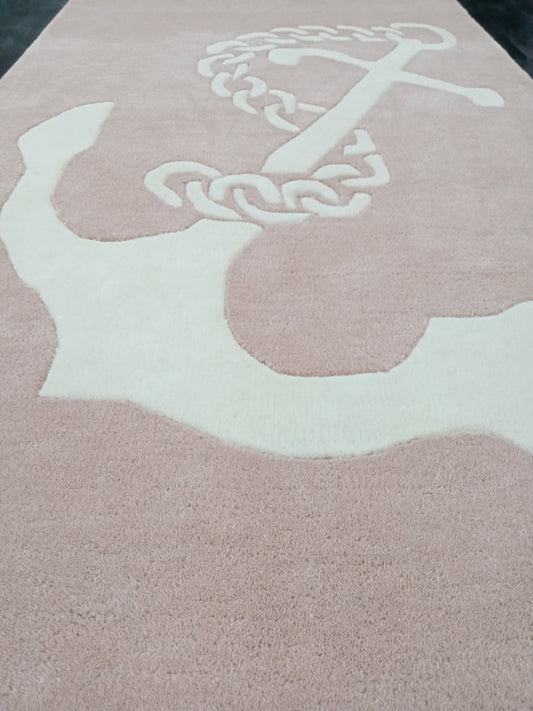White Anchor Hand Tufted Rug, Cut Pile Rug, Area Rug, Handmade Rugs, Kids Rug, Customize Rug, Soft Rugs.