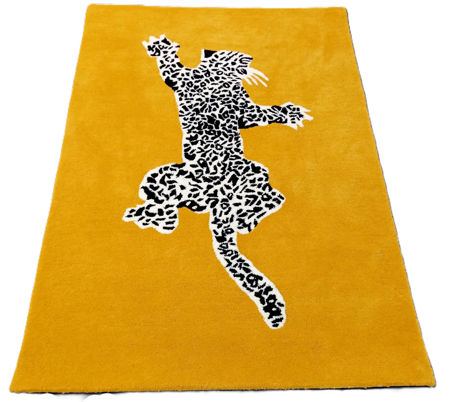 Gold Moustache Leopard Print Hand Tufted Rug, Cut Pile Rug, Area Rug, Handmade Rugs, Kids Rug, Customize Rug, Soft Rugs.