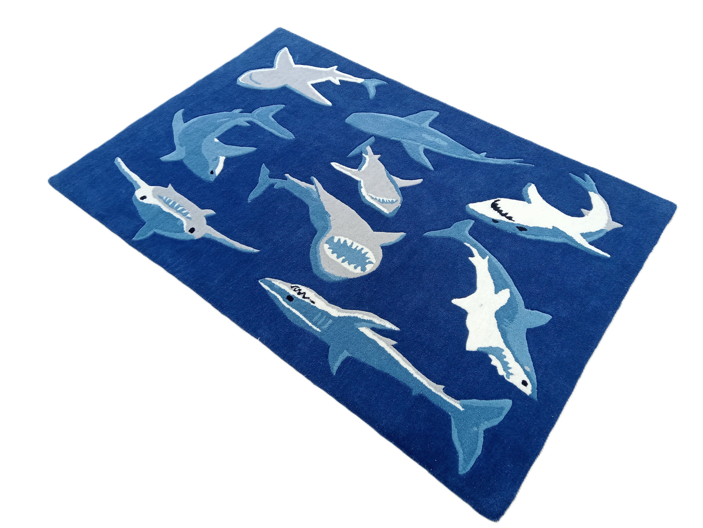 Blue Multiple Fish Hand Tufted Rug, Cut Pile Rug, Area Rug, Handmade Rugs, Kids Rug, Customize Rug, Soft Rugs.