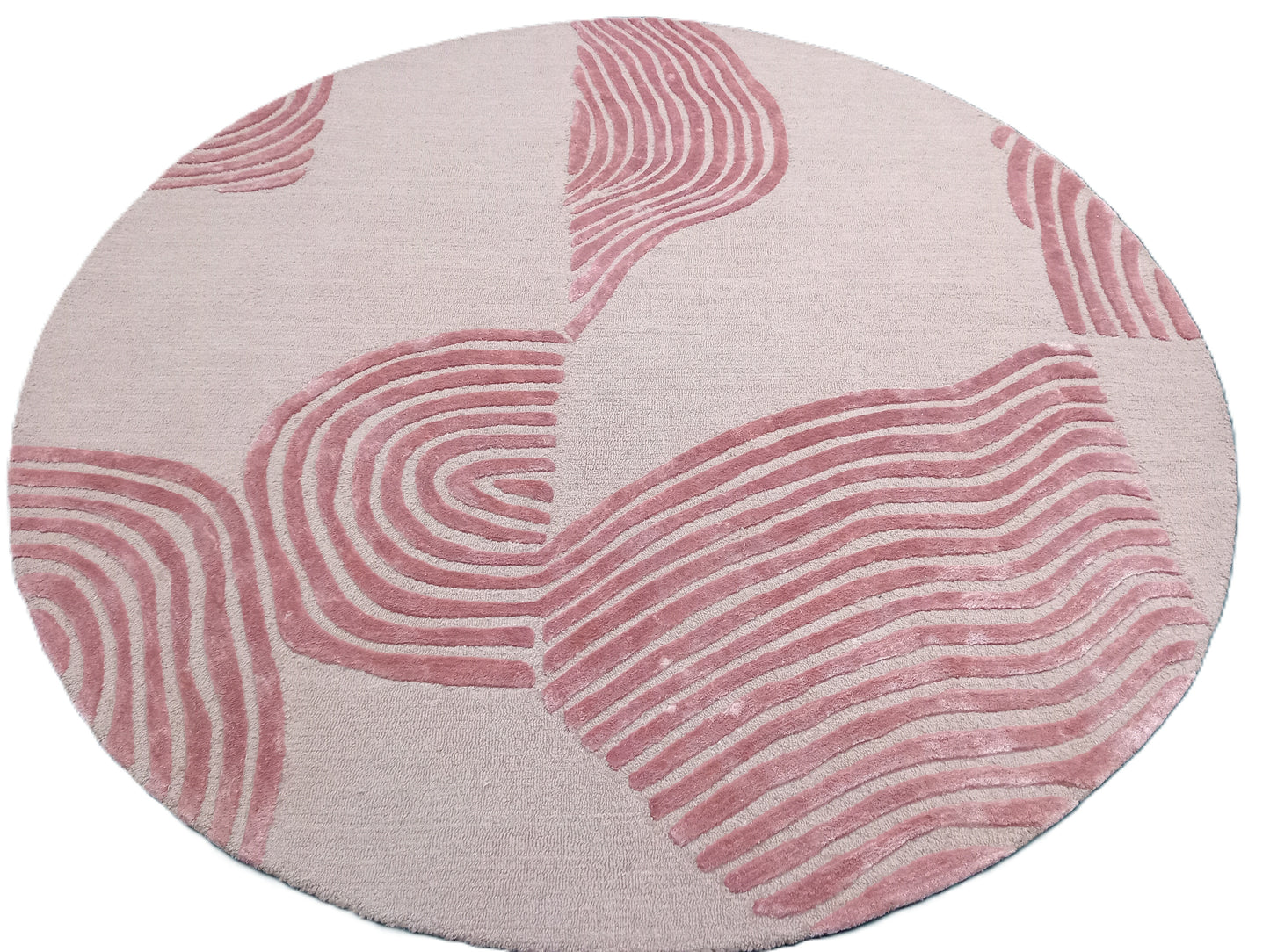 Rose Gold Modern Round Hand Tufted Rugs, High-Low Print Design Rug, Loop-Cut Pile Rug, Handmade Rugs, Kids Rug, Area Rug, Customize Rug, Soft Rugs.