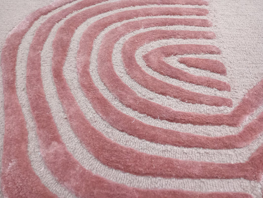 Rose Gold Modern Round Hand Tufted Rugs, High-Low Print Design Rug, Loop-Cut Pile Rug, Handmade Rugs, Kids Rug, Area Rug, Customize Rug, Soft Rugs.