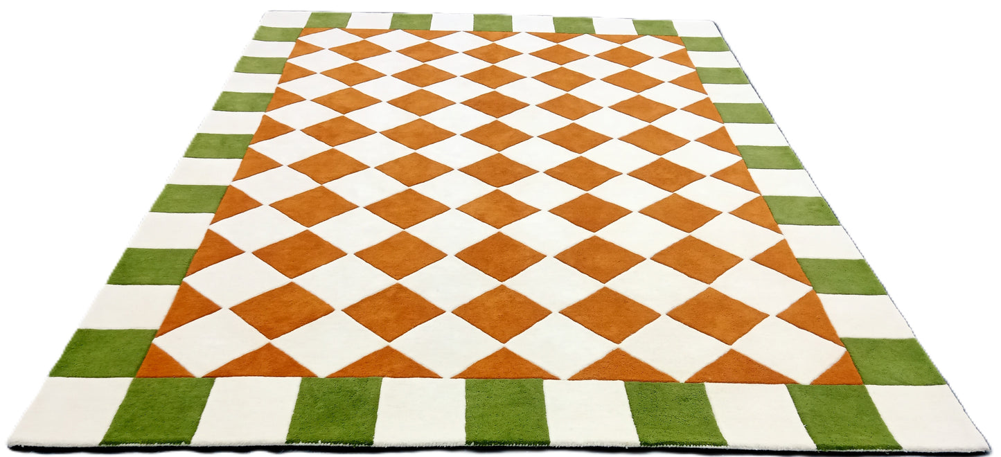 Green Modern Geometric Hand Tufted Rug, Cut Pile Rug, Area Rug, Handmade Rugs, Kids Rug, Customize Rug, Soft Rugs.