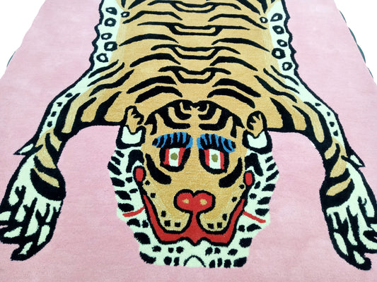 Pink Tibetan Tiger Hand Tufted Rug, Cut Pile Rug, Area Rug, Handmade Rugs, Kids Rug, Customize Rug, Soft Rugs.